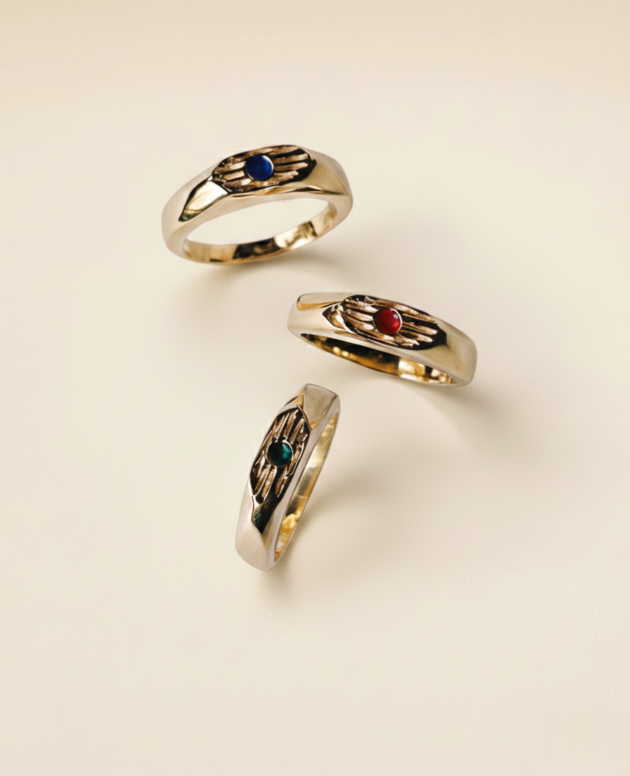 eye ring - mineli gümüş yüzük
